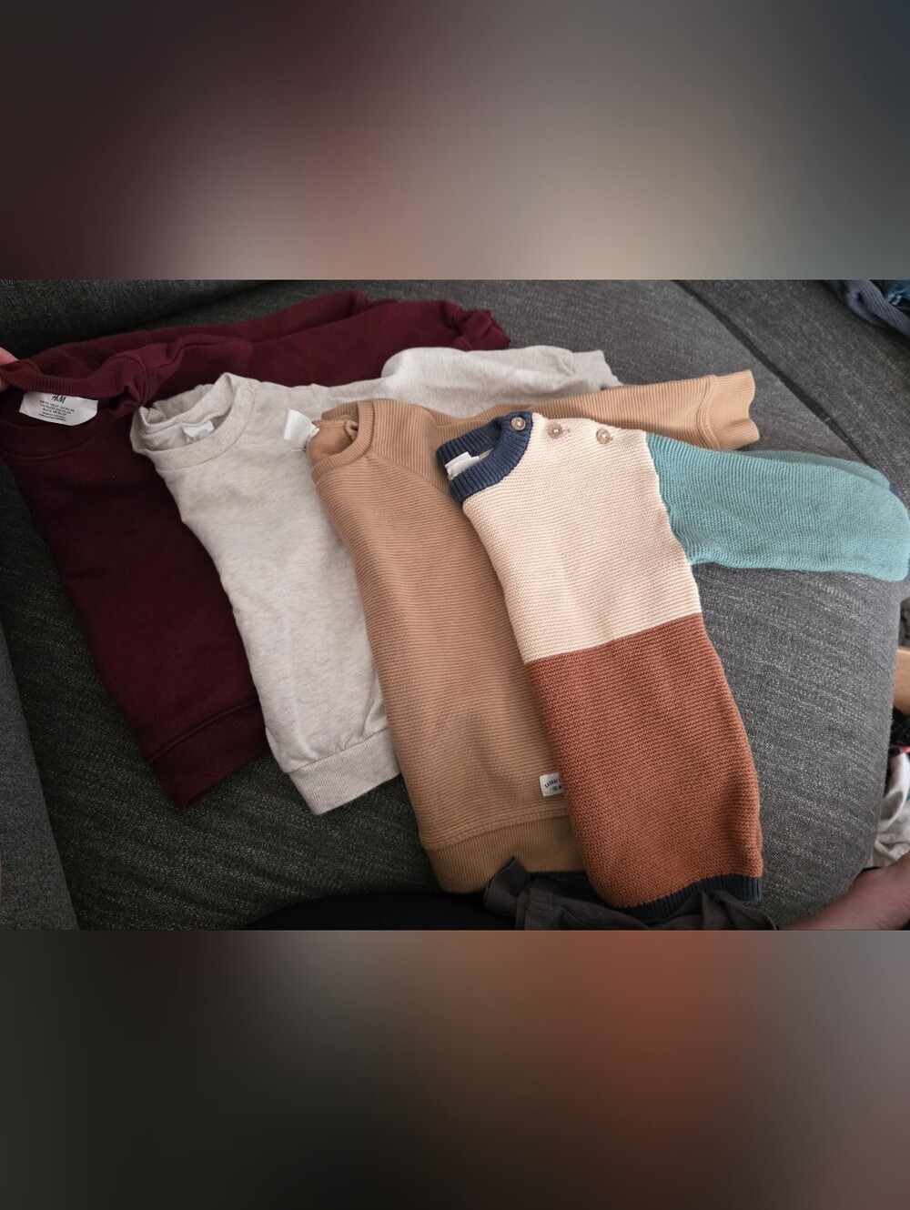H&M Kids Crewneck Set in Maroon, Cream, Tan and Teal